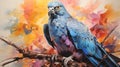 Blue Parrot: A Neo-abstract Realism Pop Art Painting