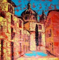 Art painting of the Salamanca city, Spain