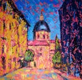 Art painting of the Salamanca city, Spain