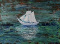 Art painting of the white boat