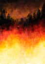 The art painting Wildfire jungle burned during