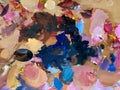 art palette. artist`s tools in the room. paint lessons