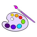 Art palette with paint brush icon cartoon Royalty Free Stock Photo