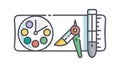 Art Palette with Tools & Measuring Instruments, Precision Art, vector design Generative AI Royalty Free Stock Photo