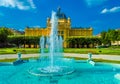 Art pavilion and fountain in Zagreb Royalty Free Stock Photo