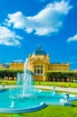 Art pavilion and fountain in Zagreb Royalty Free Stock Photo