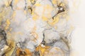 art photography of abstract fluid art painting with alcohol ink, black, gray and gold colors Royalty Free Stock Photo