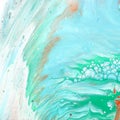 Art photography of abstract marbleized effect background. Aqua, mint, white and blue creative colors. Beautiful paint