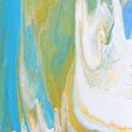 art photography of abstract marbleized effect background with white, blue and yellow reative colors. Beautiful paint