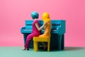 art piano trend music colourful illustration modern performance concept people. Generative AI.