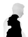 Art picture of a man and girl silhouettes on white background