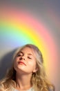 Art portrait spiritual recreation woman rainbow Royalty Free Stock Photo