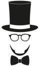 Art poster man father dad day avatar element set tall hat glasses beard, beaver, bow tie silhouette.