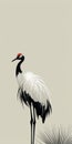 Minimal Japanese Crane Illustration With African Art Influence