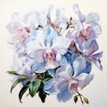 Blue Orchids: A Detailed Watercolor Painting With White Frills