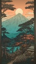 Dreamy Mountains In Kawase Hasui Style