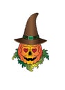 Art Pumpkin Witch Skull Halloween day. Royalty Free Stock Photo