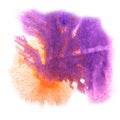 Art purple, orange watercolor ink paint blob Royalty Free Stock Photo