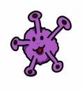 Purple virus cartoon on white background