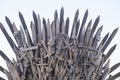 Art, royal throne made of iron swords, seat of the king, symbol