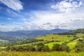 Art rural landscape. field and grass. summer time in country side Royalty Free Stock Photo