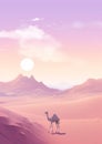 Travel sky sunset dune illustration nature desert africa art background sand landscape summer Royalty Free Stock Photo