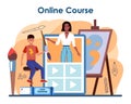 Art school education online service or platform. Student learning Royalty Free Stock Photo