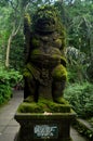 Art sculpture and carved antique deity angel god of hindu statue balinese style in Mandala Suci Wenara Wana or Ubud Sacred Monkey