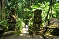 Art sculpture and carved antique deity angel god of hindu statue balinese style in Mandala Suci Wenara Wana or Ubud Sacred Monkey