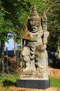 Art sculpture and carved antique guardian hindu statue balinese style in Baandam Museum or antique wooden Black House Baan Dam