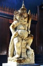 Art sculpture and carved antique guardian hindu statue balinese style in Baandam Museum or antique wooden Black House Baan Dam