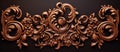 Art sculpture of floral wood carving on black background Royalty Free Stock Photo