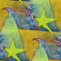 Art seamless adduction and stars contemporary texture watercolor