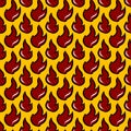 Seamless pattenr of red fire on yellow background Royalty Free Stock Photo