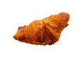 Art served appetizer on plate - delicate puff pastry croissant with thin slices of ham in middle Royalty Free Stock Photo