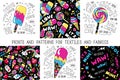 Art set. Print for clothes and fabric. Ice cream and candy. Fashion illustration drawing in modern style for clothes. Drawing for