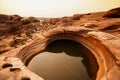 Art shape of sandstone pool in the Mekong River in summer