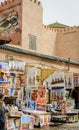 An art shop with colorful paintings at Marrakech medina