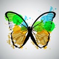 Art sketched colorful butterfly symbol in vector