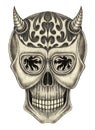 Art skull devil tattoo.