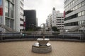 Art stainless steel statue with view cityscape of Saitama city Royalty Free Stock Photo