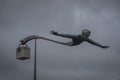 Art statue near Otava river in Pisek town in cloudy morning