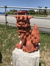 Art statue of Shisa or Shiisaa in Okinawa, Japan. Royalty Free Stock Photo
