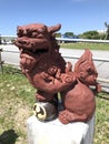 Art statue of Shisa or Shiisaa in Okinawa, Japan. Royalty Free Stock Photo