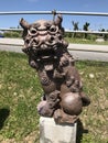 Art statue of Shisa or Shiisaa in Okinawa, Japan. Royalty Free Stock Photo