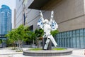 The art statue of shopper holds shopping bag at Shinsegae Centum City the world`s largest department store in Busan, South Korea