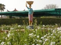 Hyderabad, India - January 1, 2009 Art statue of a woman wearing traditional Indian village dress at Ramoji Film City