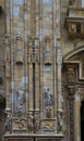 A detailed closeup on the walls of the duomo cathedral of Milan, Italy
