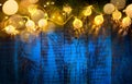 Art String Light Hanging At Vintage Blue Wooden Background Royalty Free Stock Photo