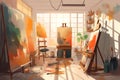 Art Studio: Create a set of images that showcase a colorful, expressive art studio. Generative AI